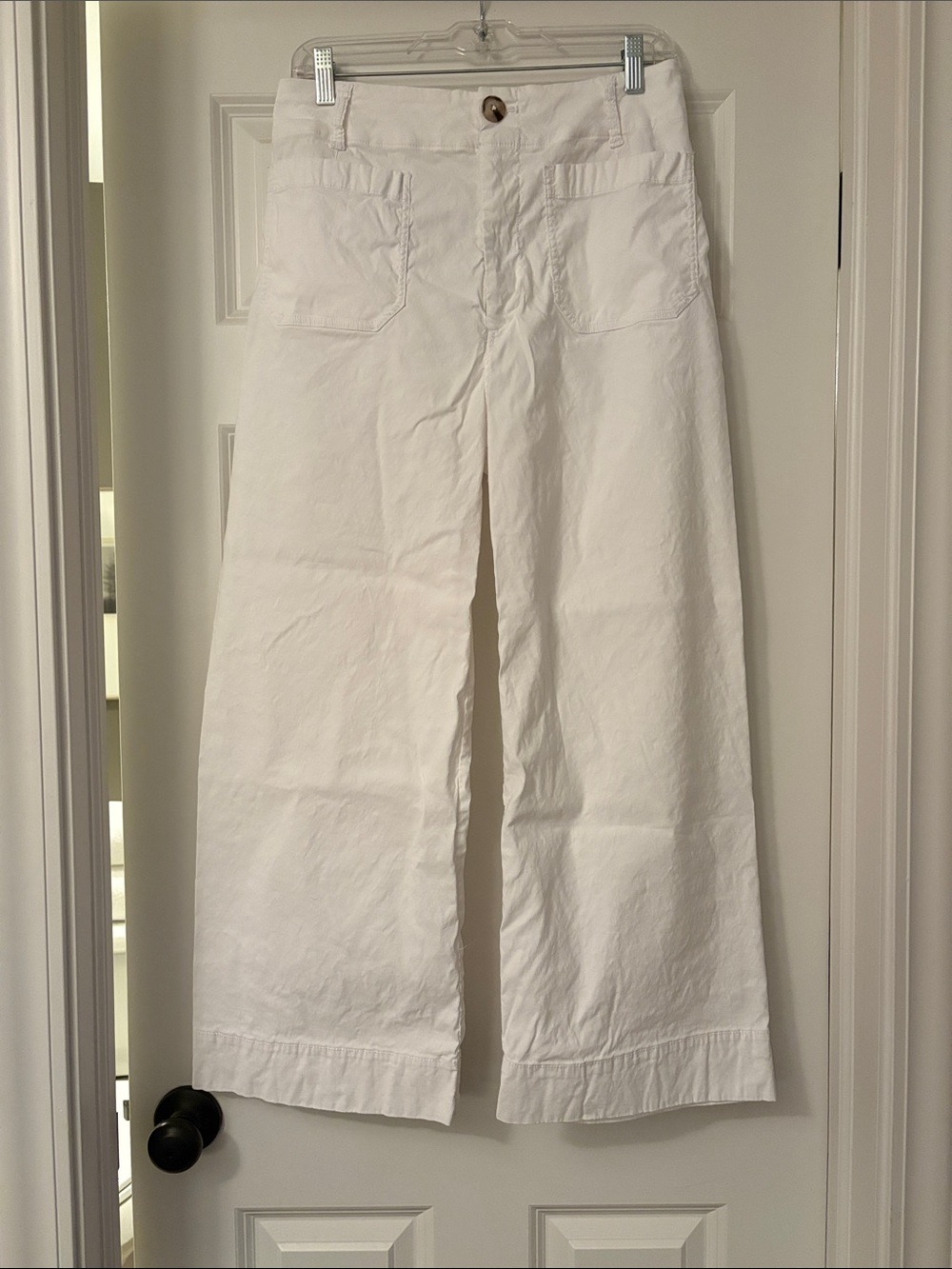 Anthropologie Wide-Leg White Cotton Pants